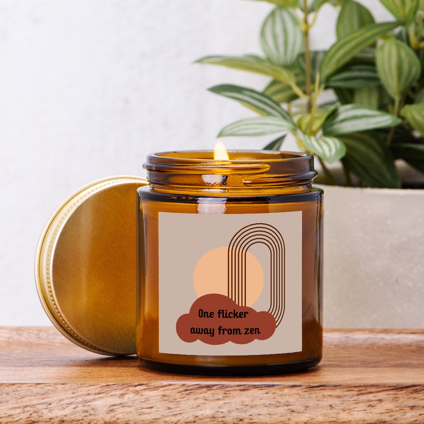 One Flicker Away Candle Amber Jar 4oz