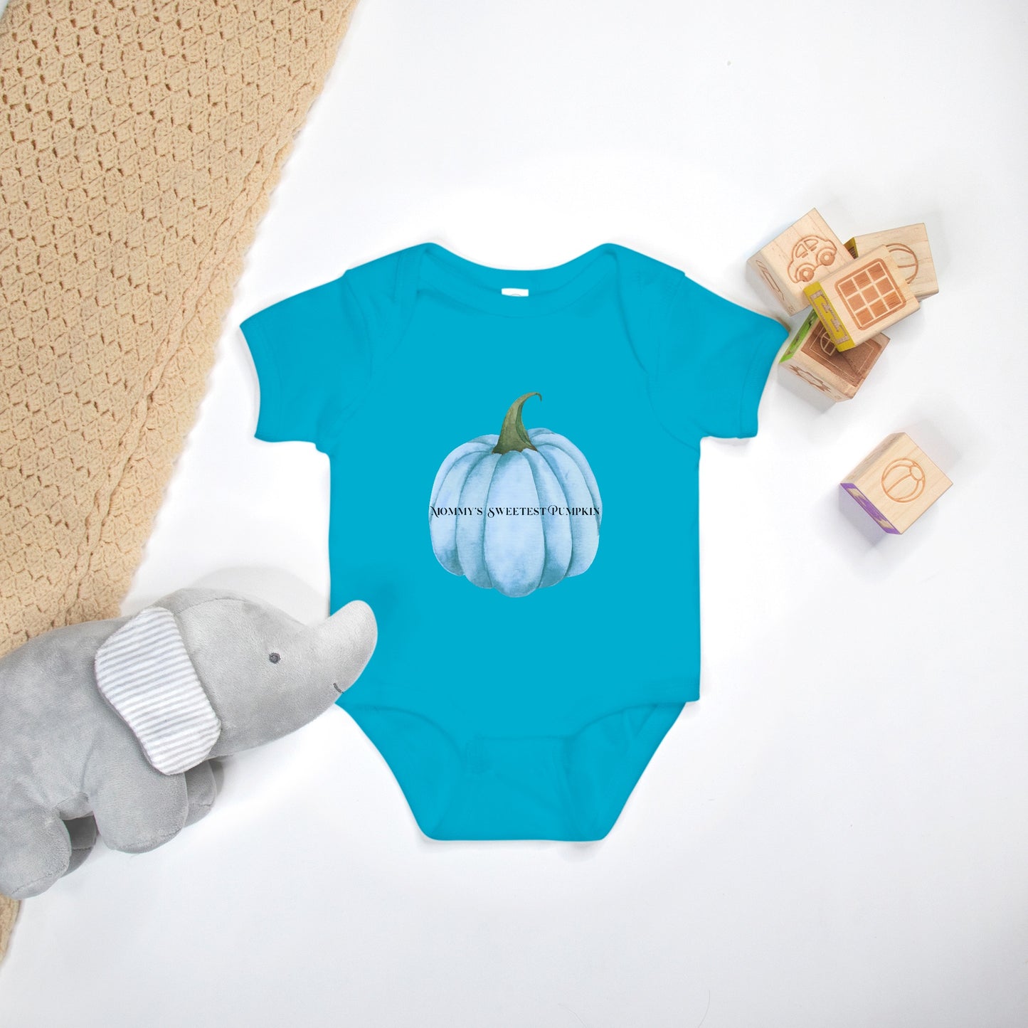 Mommy’s Pumpkin Blue Baby One Piece Rabbit Skins