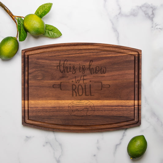 How We Roll Arched Wood Cutting Board with Groove - 12" x 9"