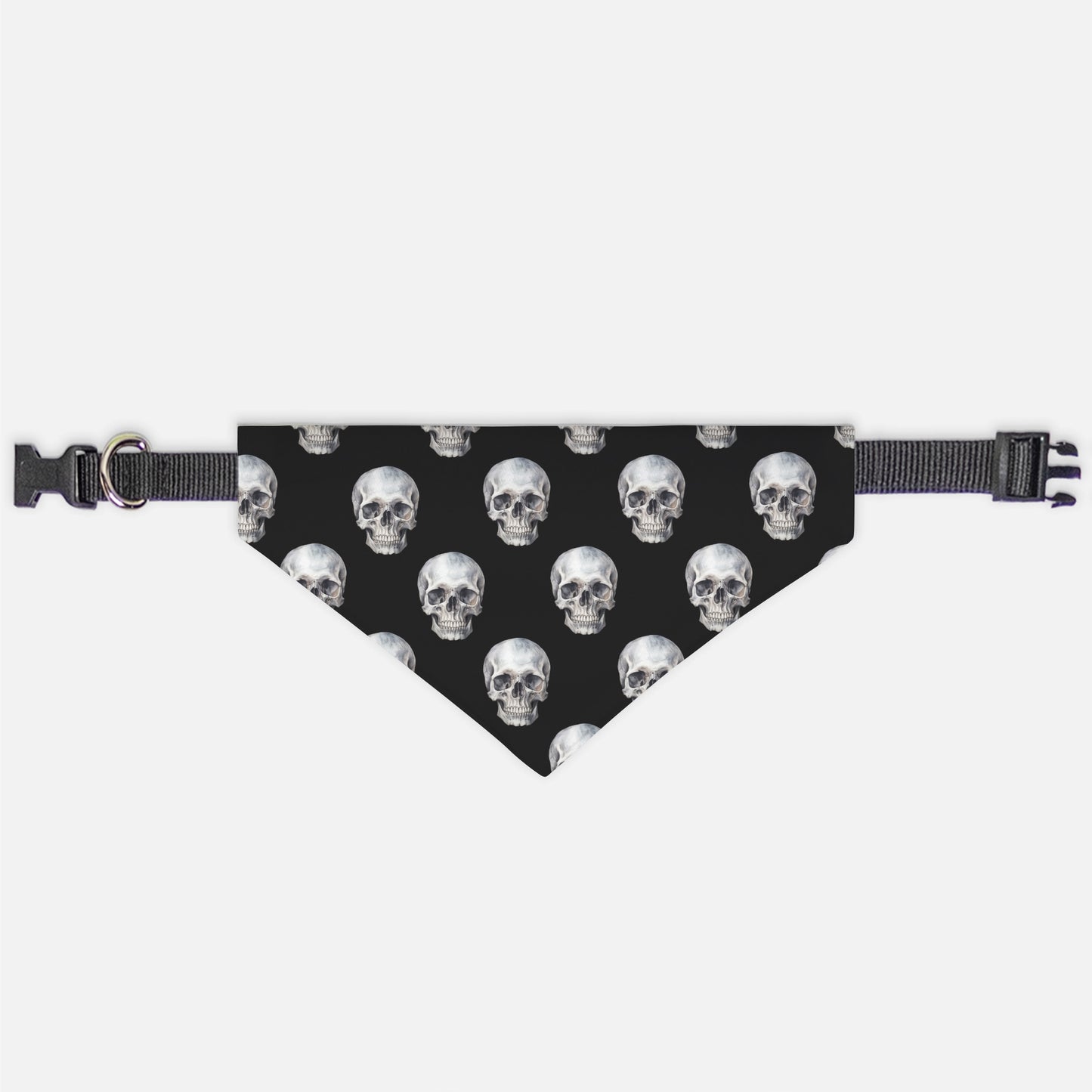 Skull Collar Pet Bandana Blk (Sm & Med)