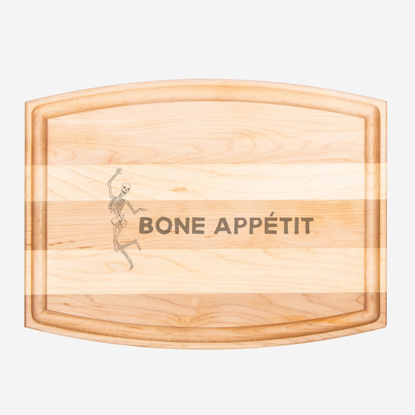 Bone Appétit Arched Wood Cutting Board with Groove - 12" x 9"