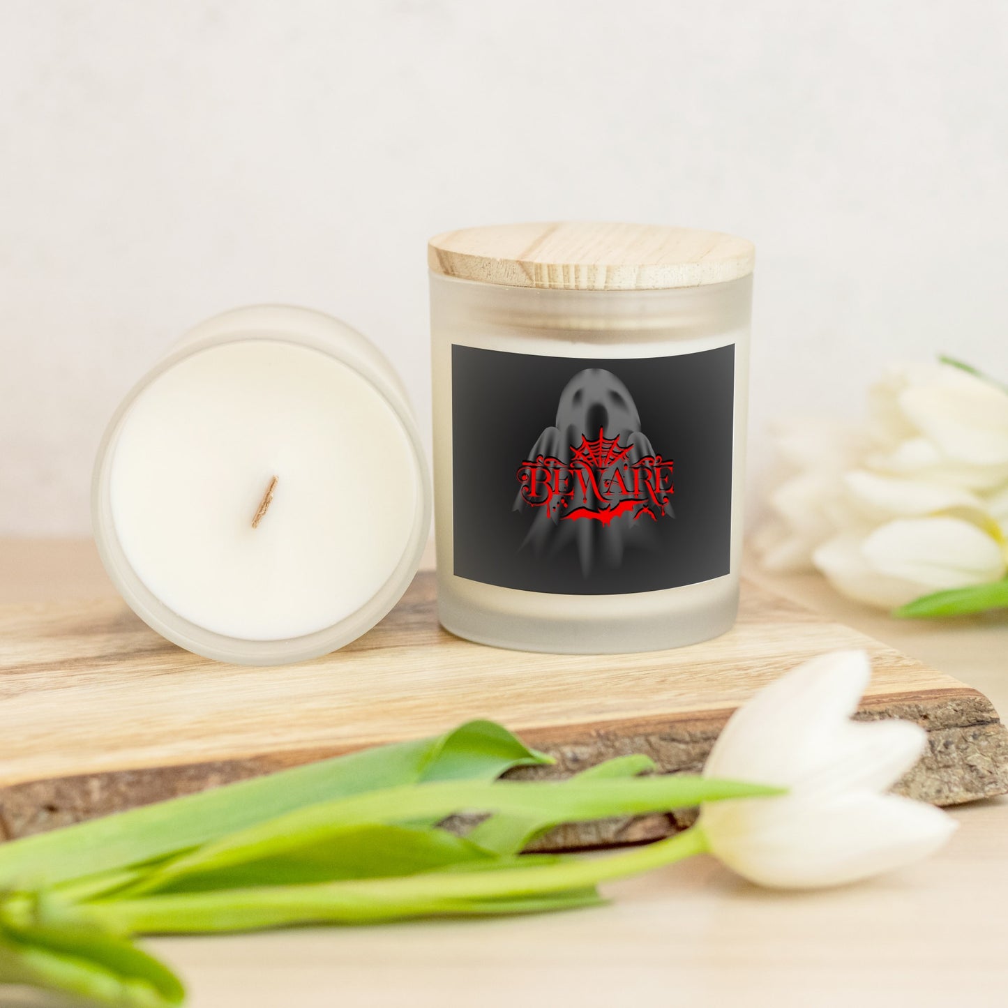 Beware Frosted Glass Candle 11oz