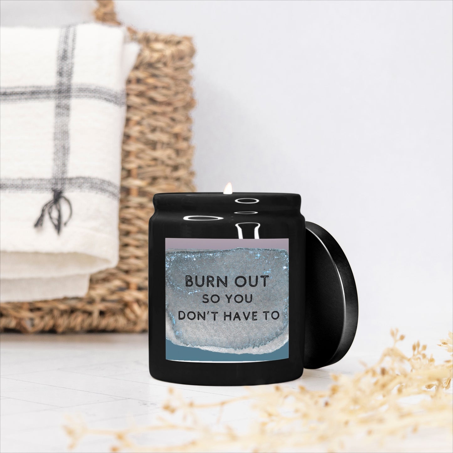 Burn Out Candle Ceramic 8oz (Black)