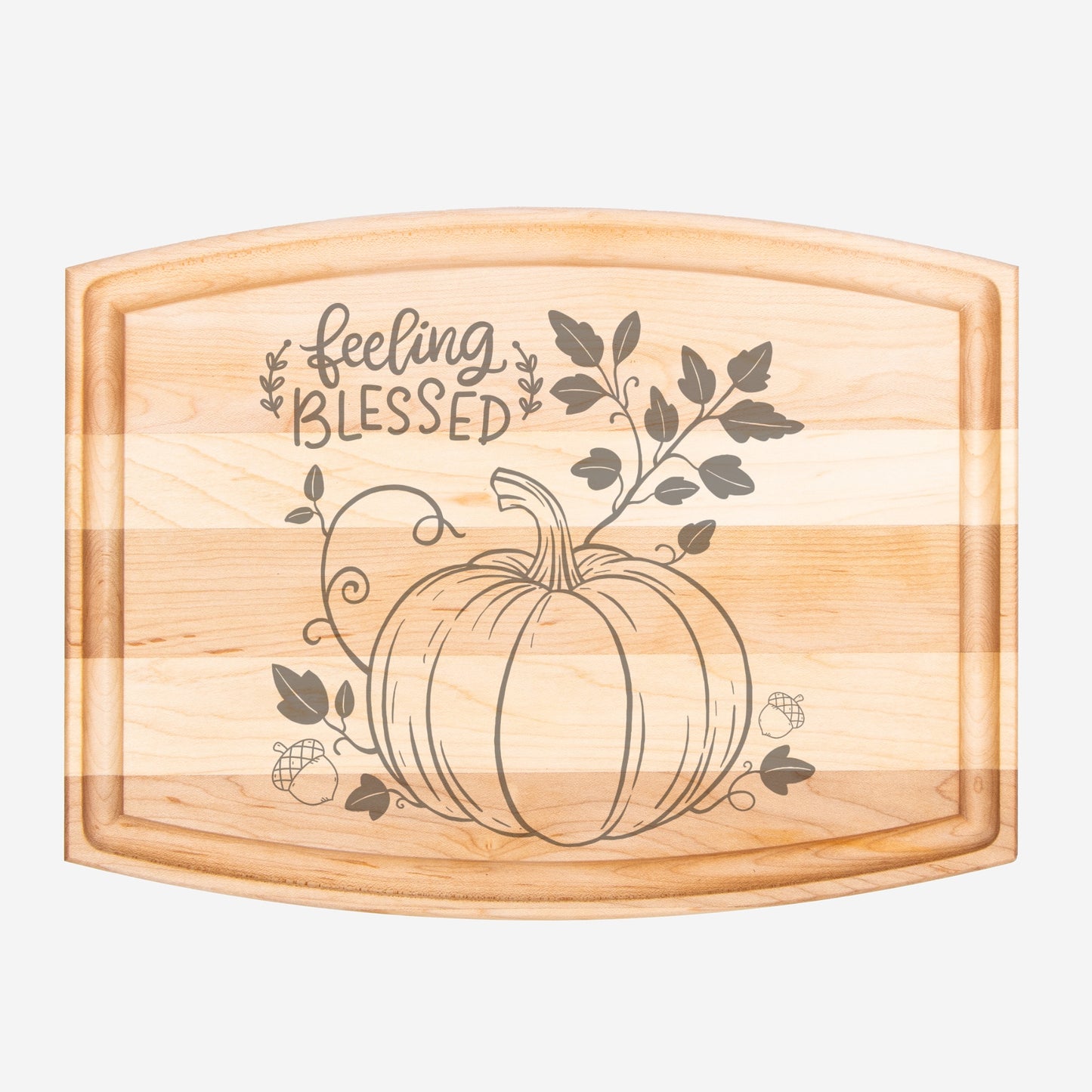 Blessed Arched Wood Cutting Board with Groove - 12" x 9"