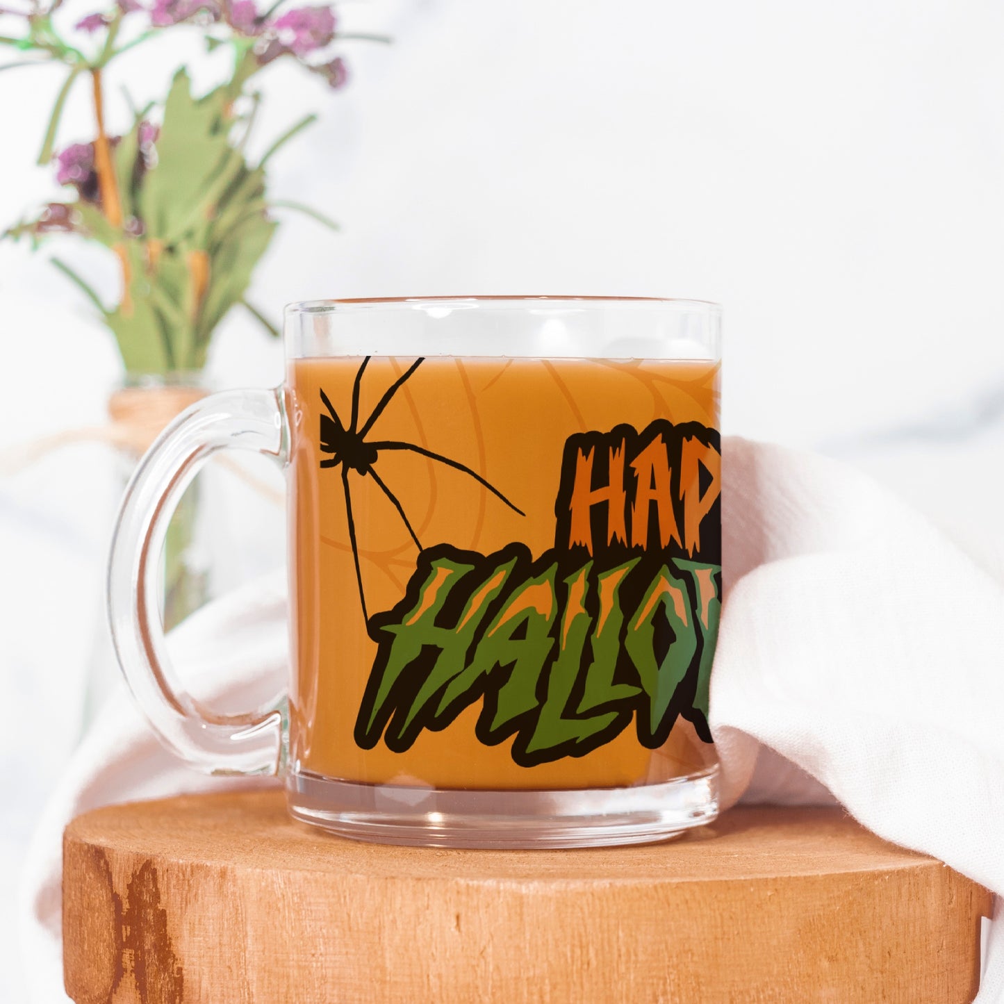 Spiders Halloween Glass Mug