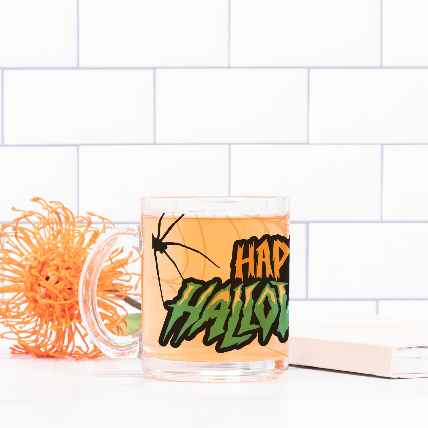 Spiders Halloween Glass Mug