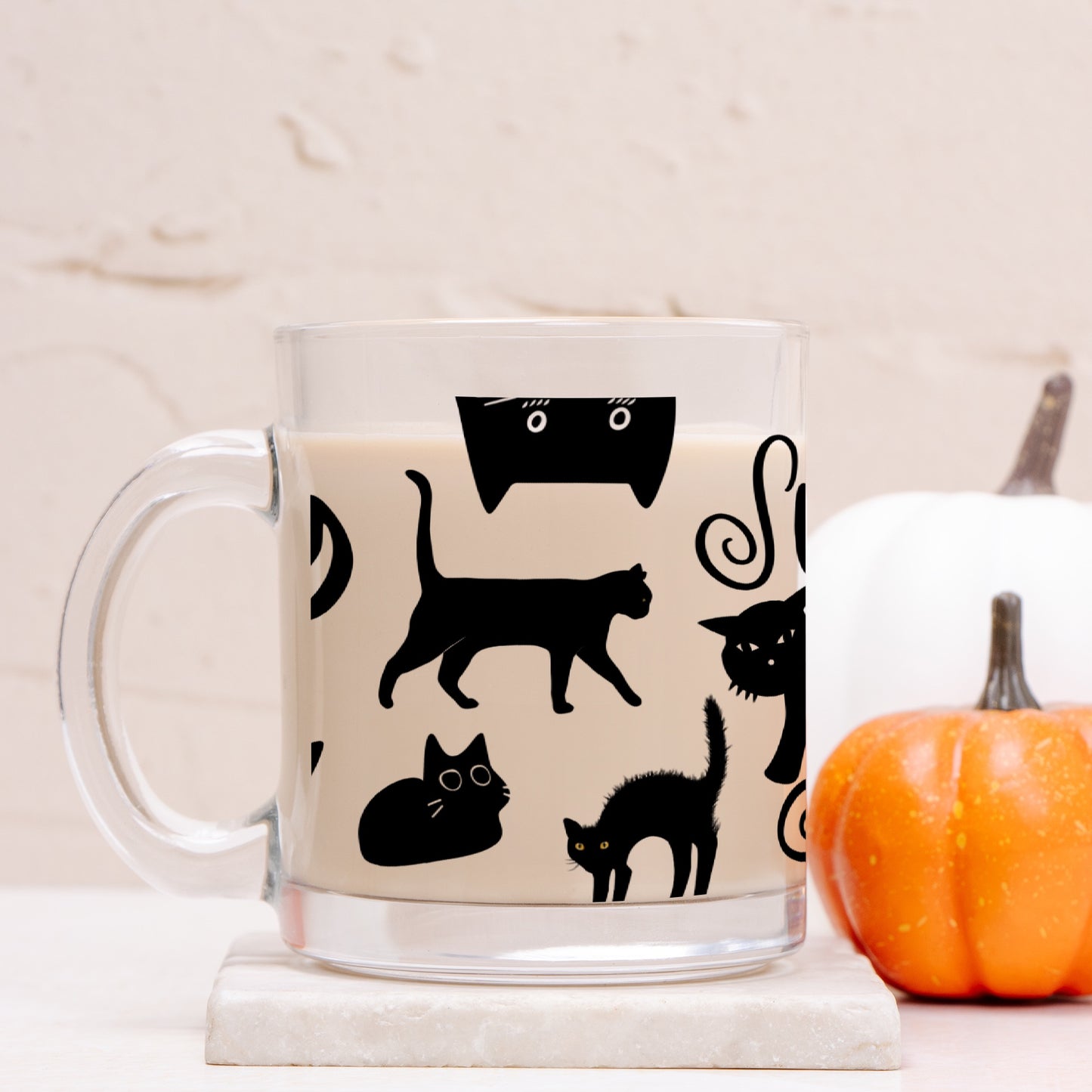 Black Cats Only Glass Halloween Mug