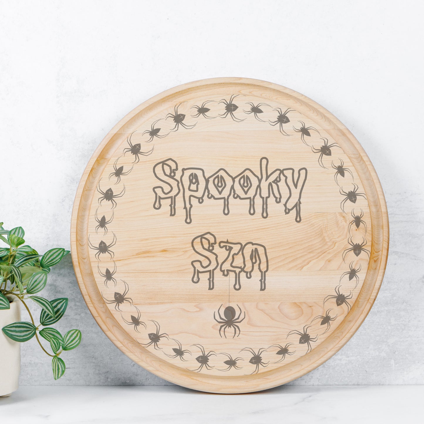 Spooky Szn Round Charcuterie Board with Groove - 13.5” x 13.5”