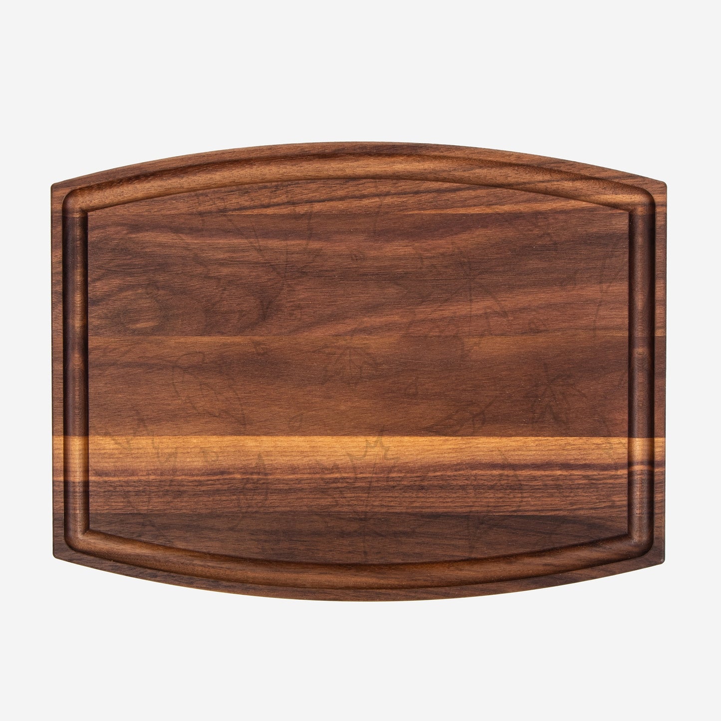 Maple Leaf Arched Wood Cutting Board with Groove - 12" x 9"