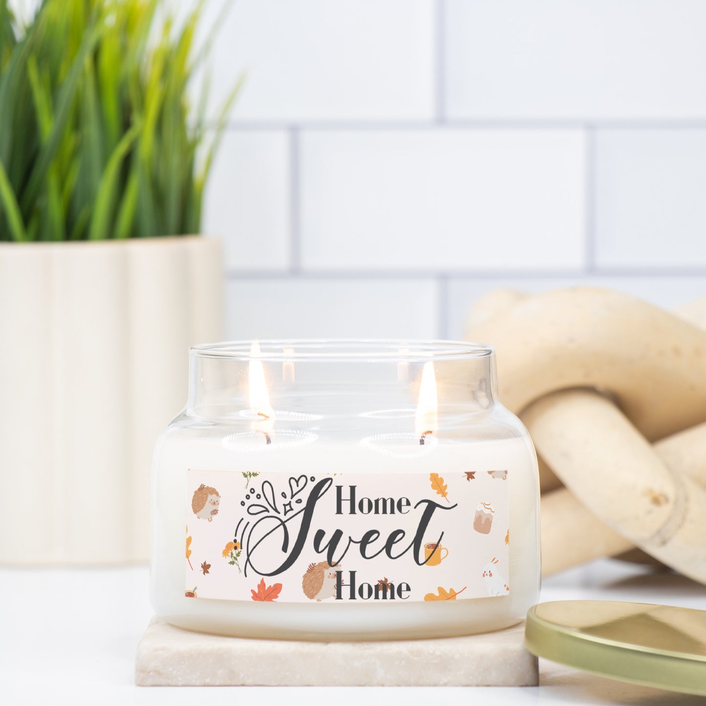 Home Sweet Home Candle Apothecary Jar Double Wick