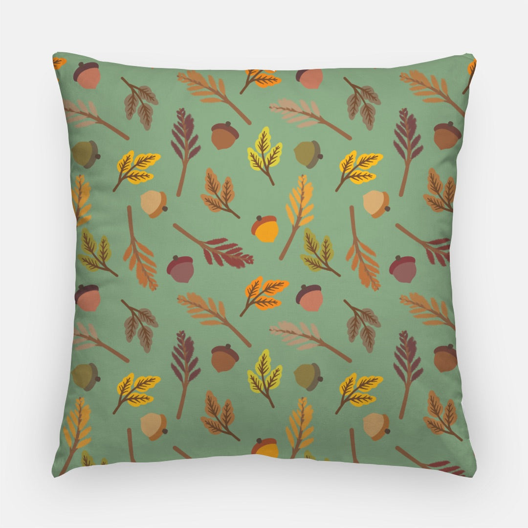 Green Acorn Artisan Pillow Case 22 Inch