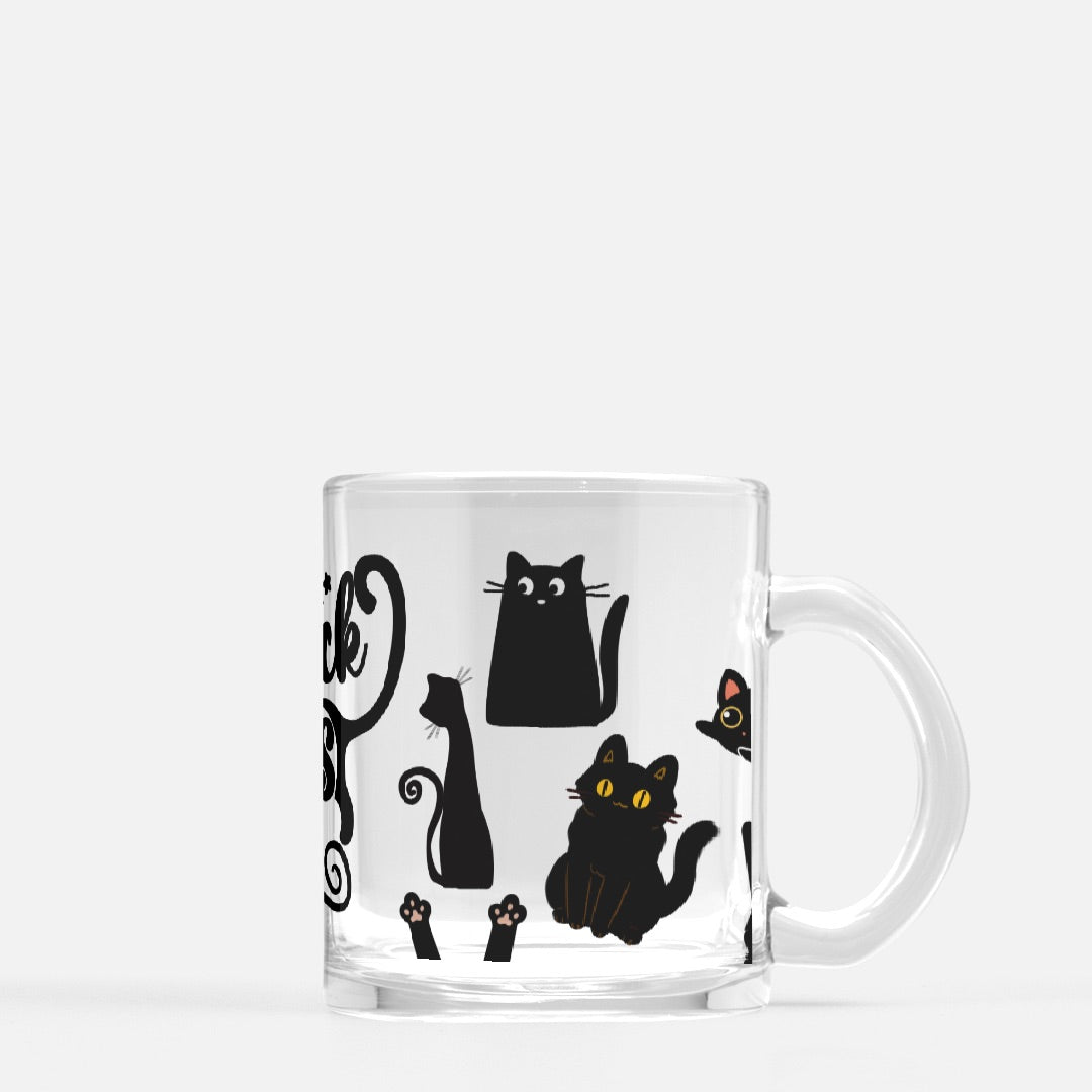 Black Cats Only Glass Halloween Mug