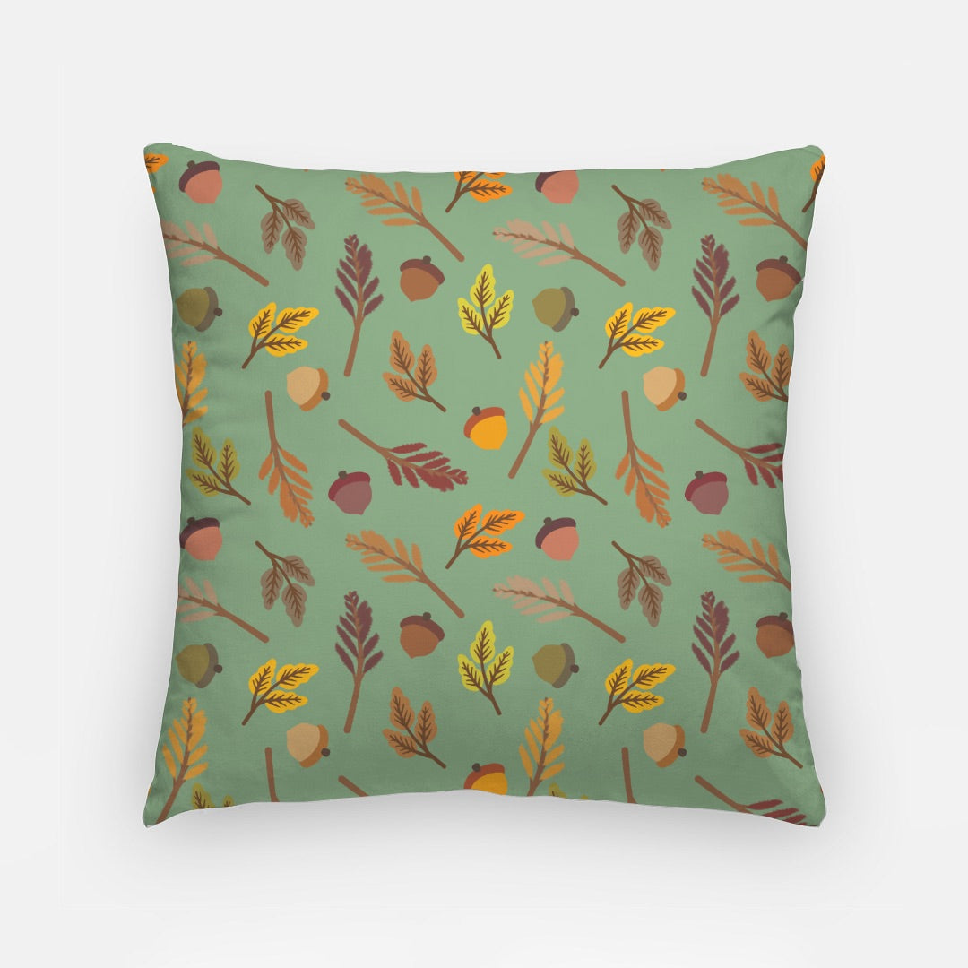 Green Acorns Artisan Pillow Case 18 Inch