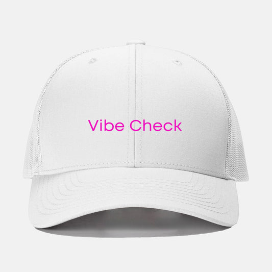 Pink Vibe Check Retro Trucker Hat