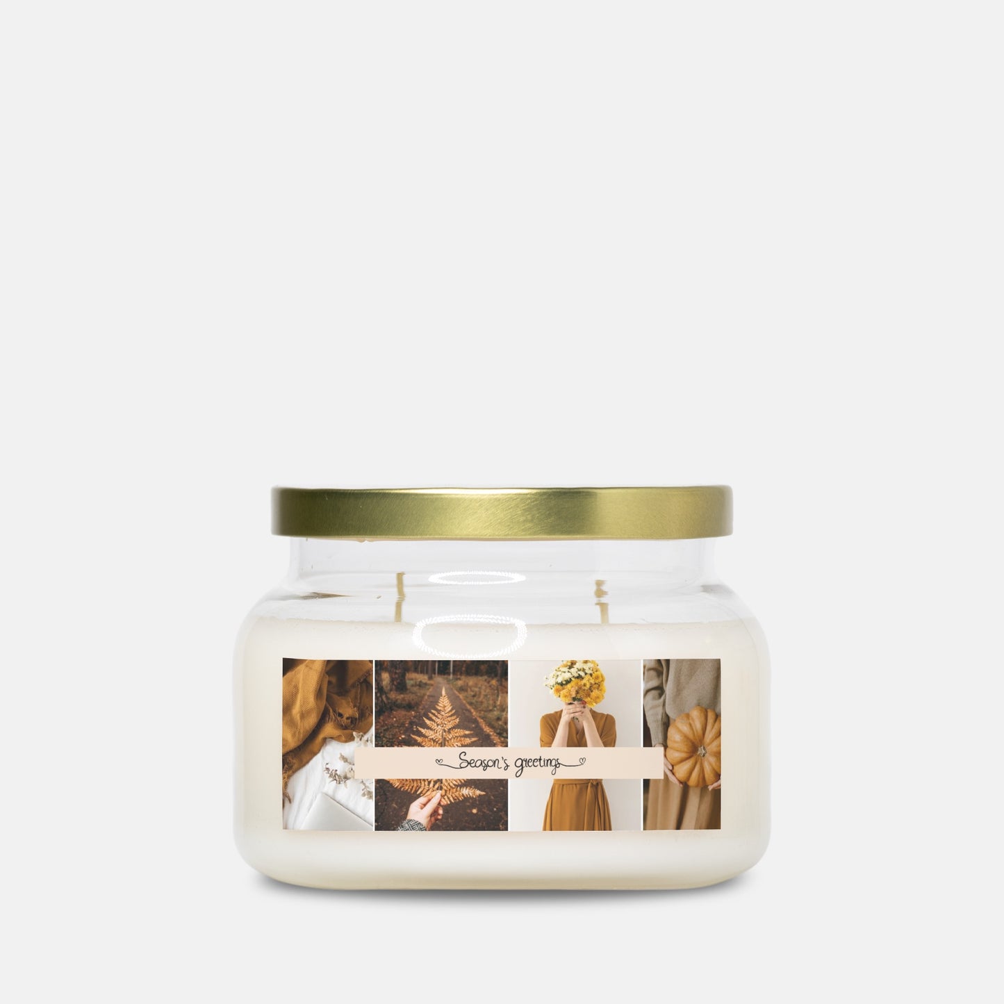 Seasons Greetings Candle Apothecary Jar Double Wick