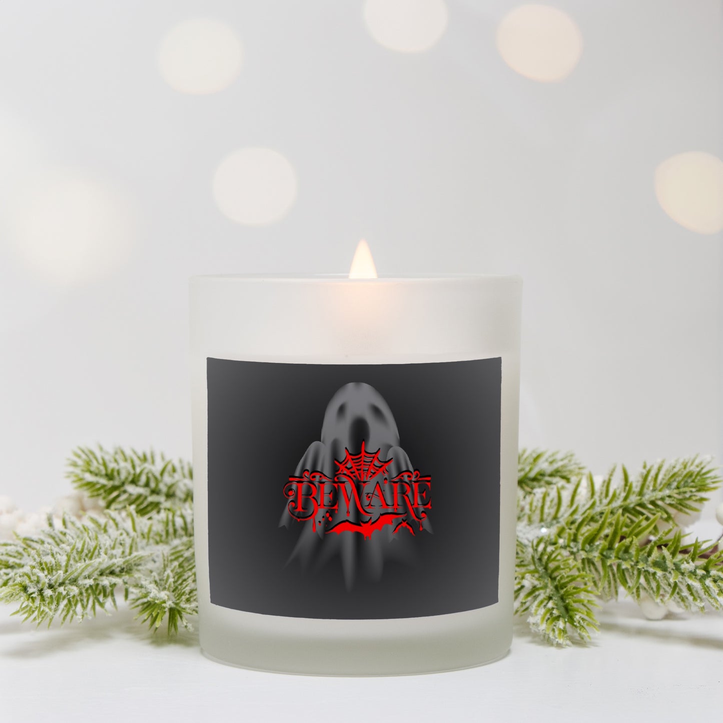 Beware Frosted Glass Candle 11oz