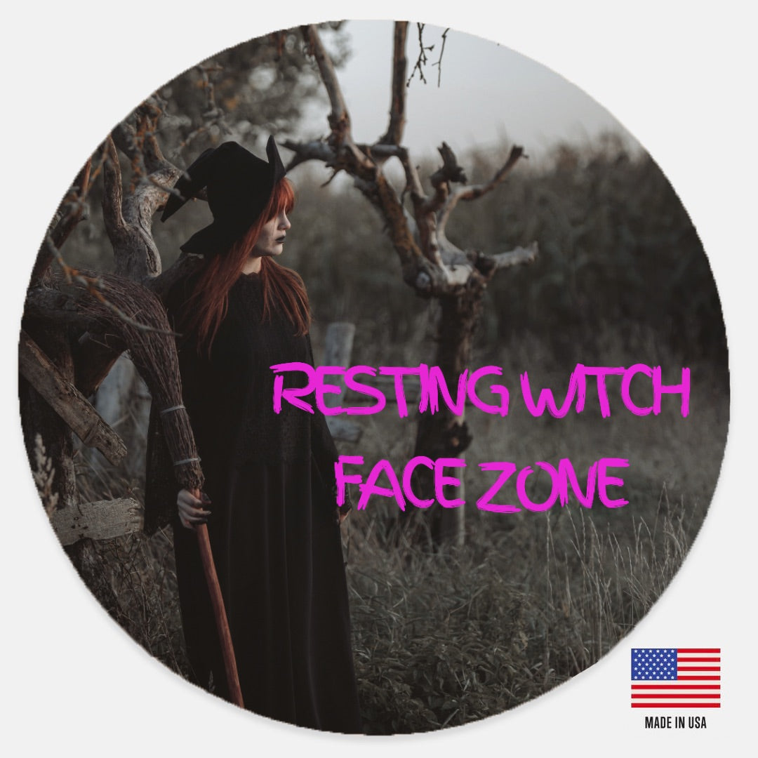 Witch Face Zone Wood Sign 12" (Round)