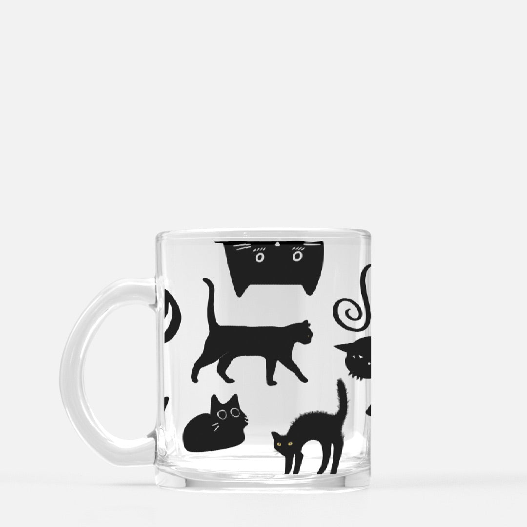 Black Cats Only Glass Halloween Mug