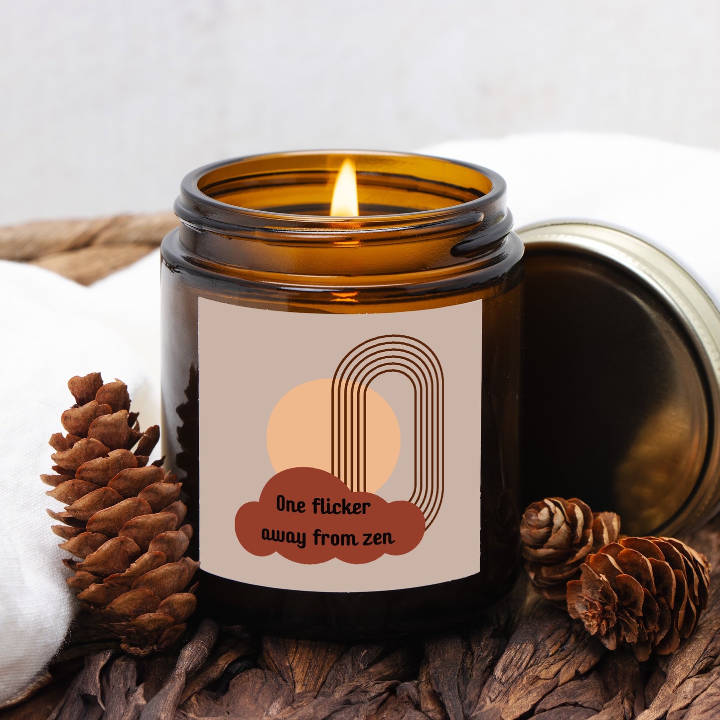 One Flicker Away Candle Amber Jar 4oz