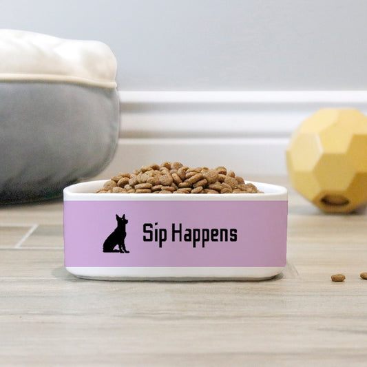 Sip Happens Dog Pet Bowl Purple