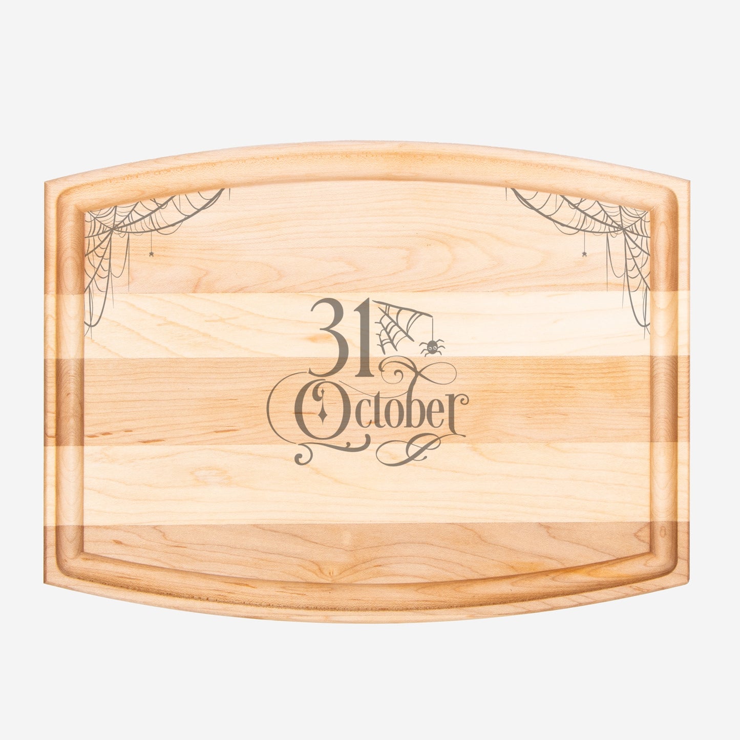 Oct 31 Arched Wood Cutting Board with Groove - 12" x 9"