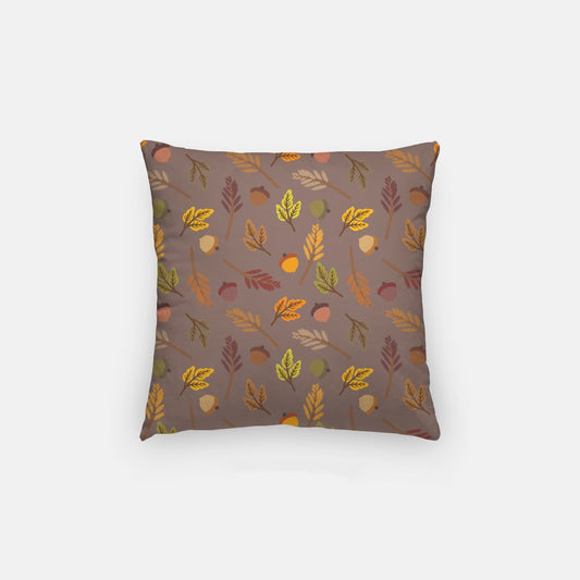 Brown Leaves Artisan Pillow Case 14 Inch