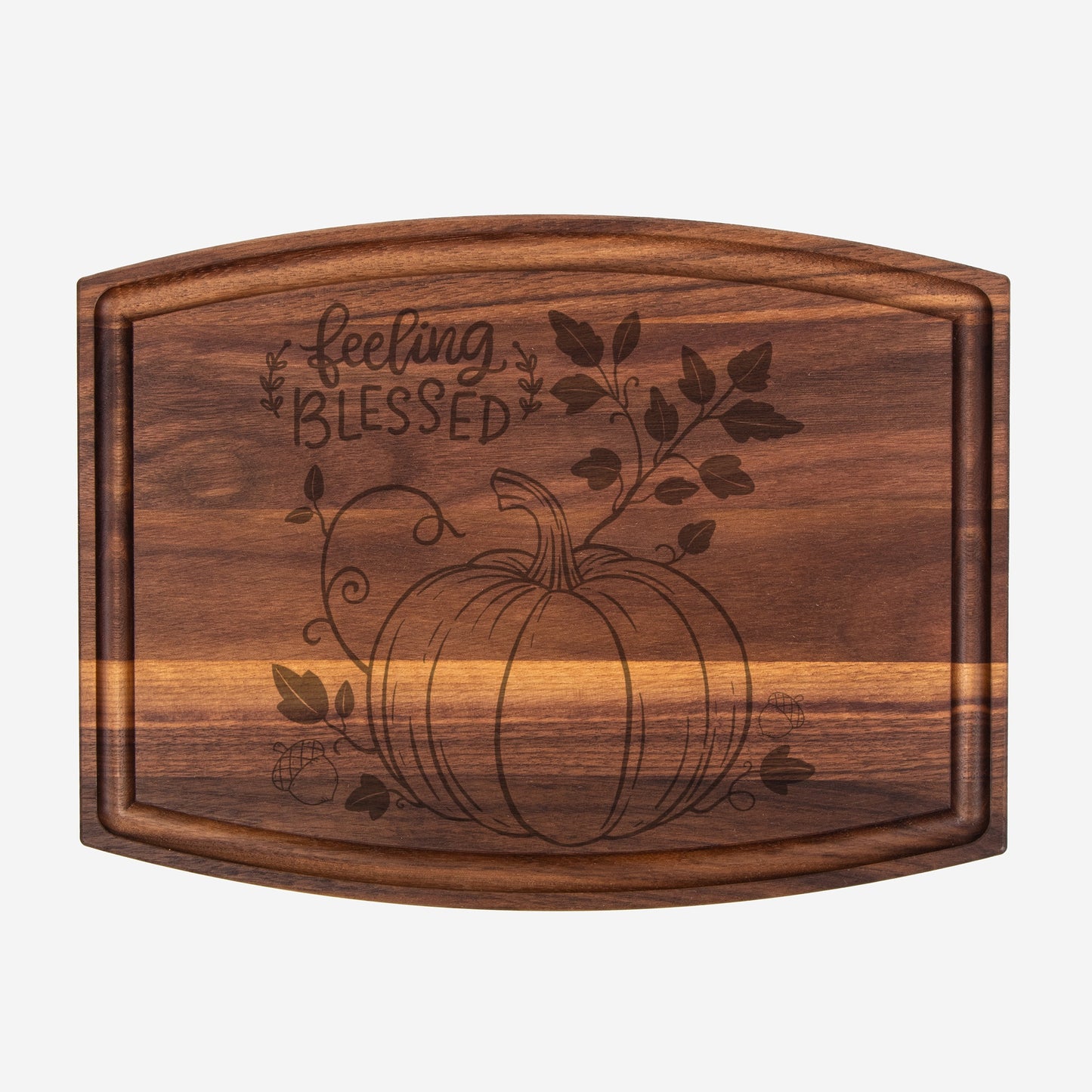 Blessed Arched Wood Cutting Board with Groove - 12" x 9"