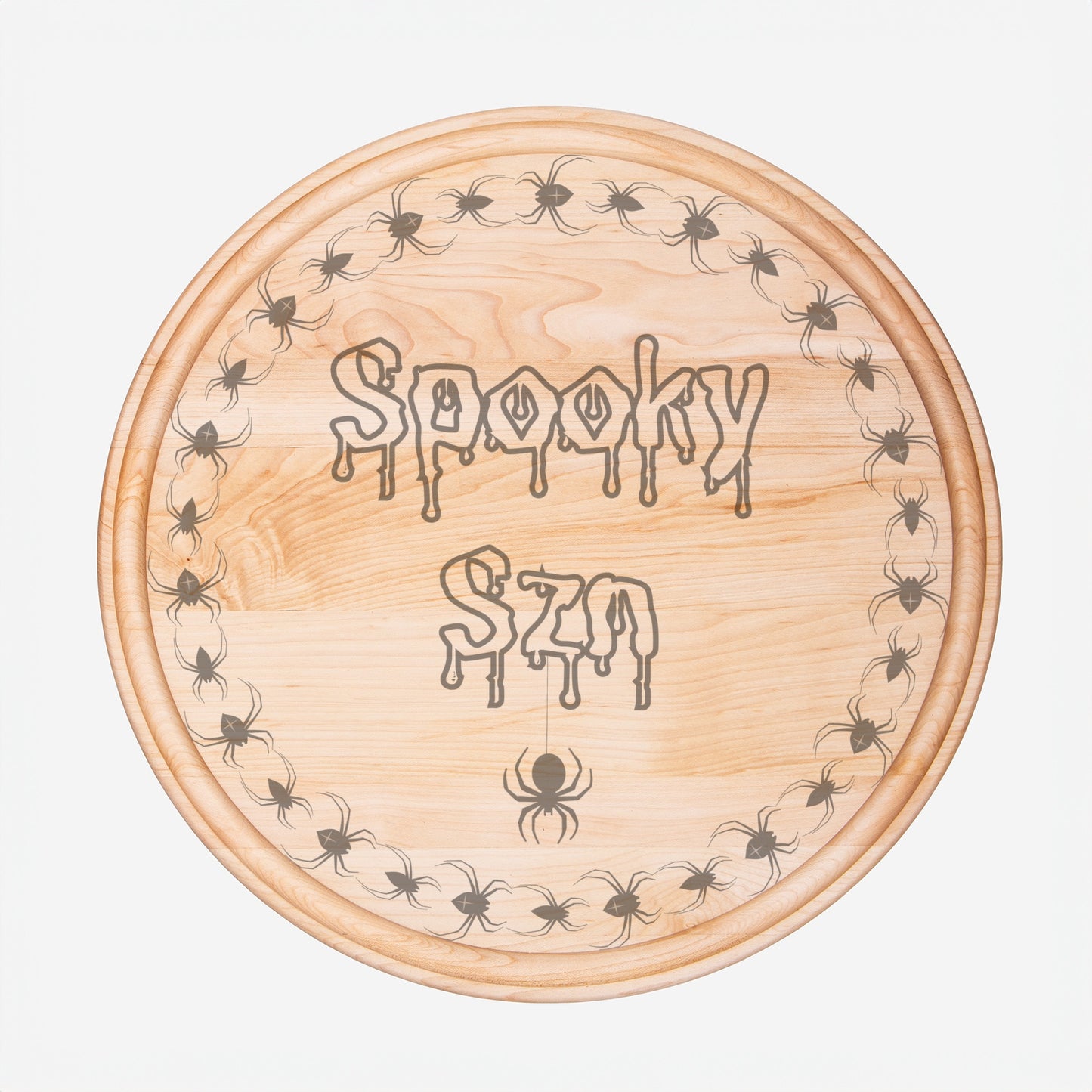 Spooky Szn Round Charcuterie Board with Groove - 13.5” x 13.5”