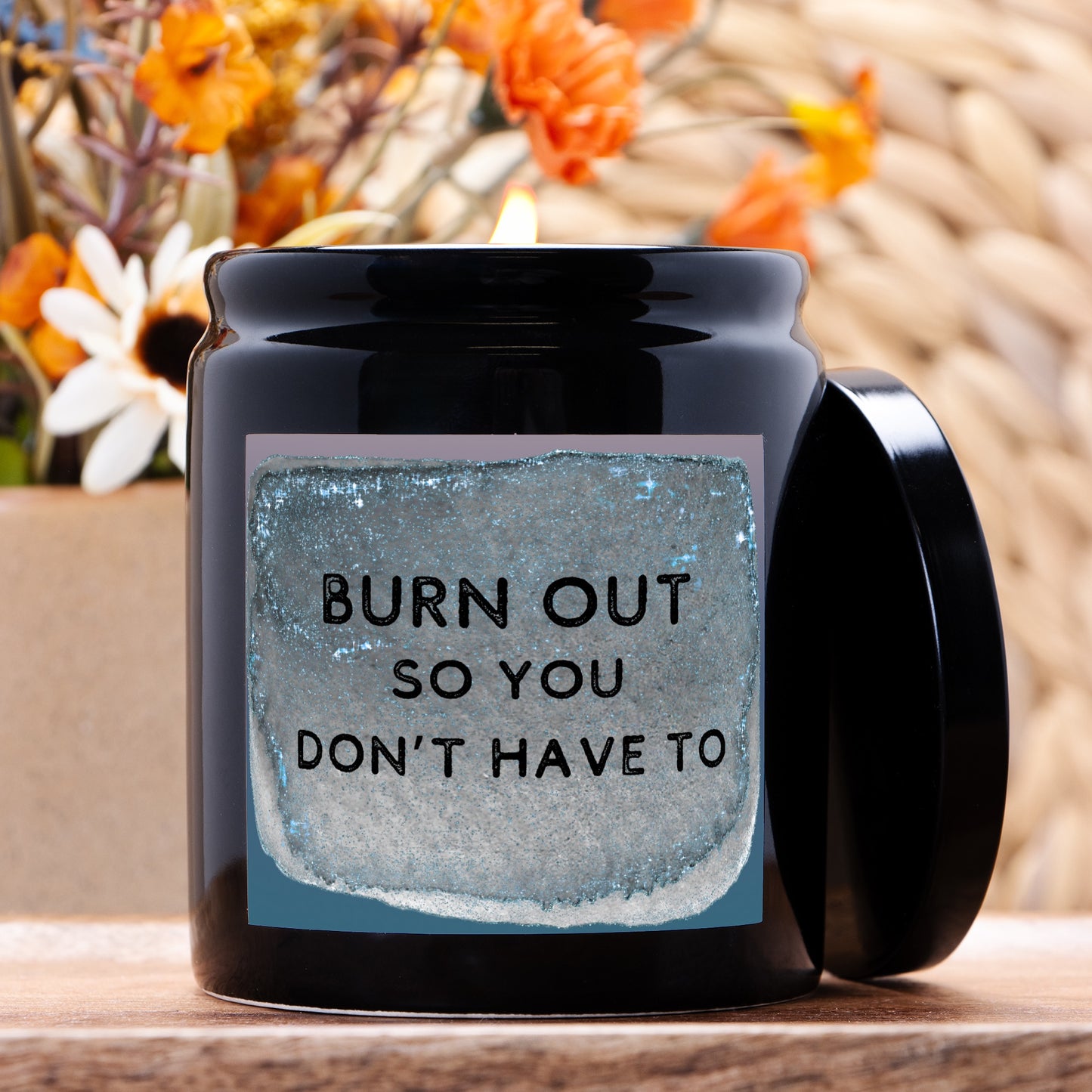 Burn Out Candle Ceramic 8oz (Black)