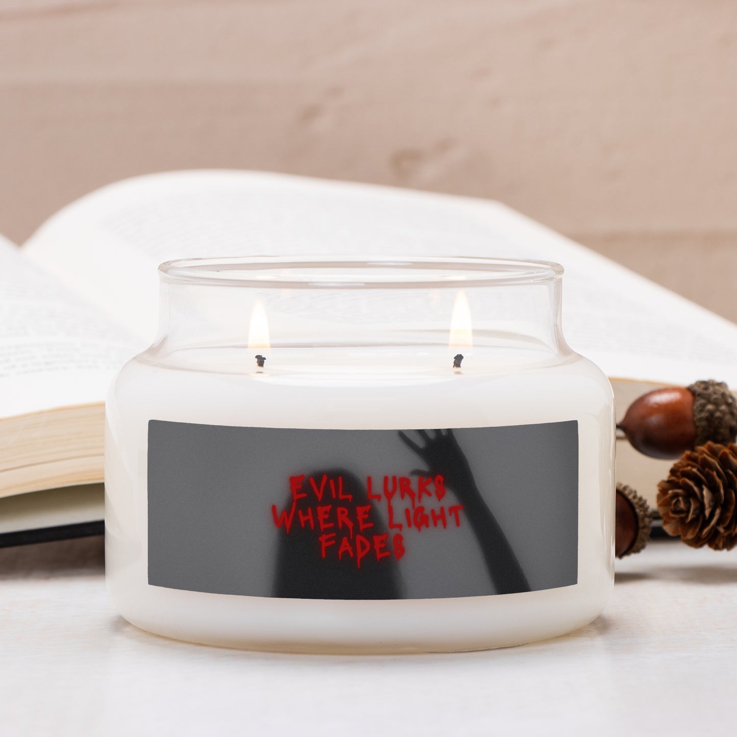 Evil Lurks Apothecary Jar Double Wick Candle