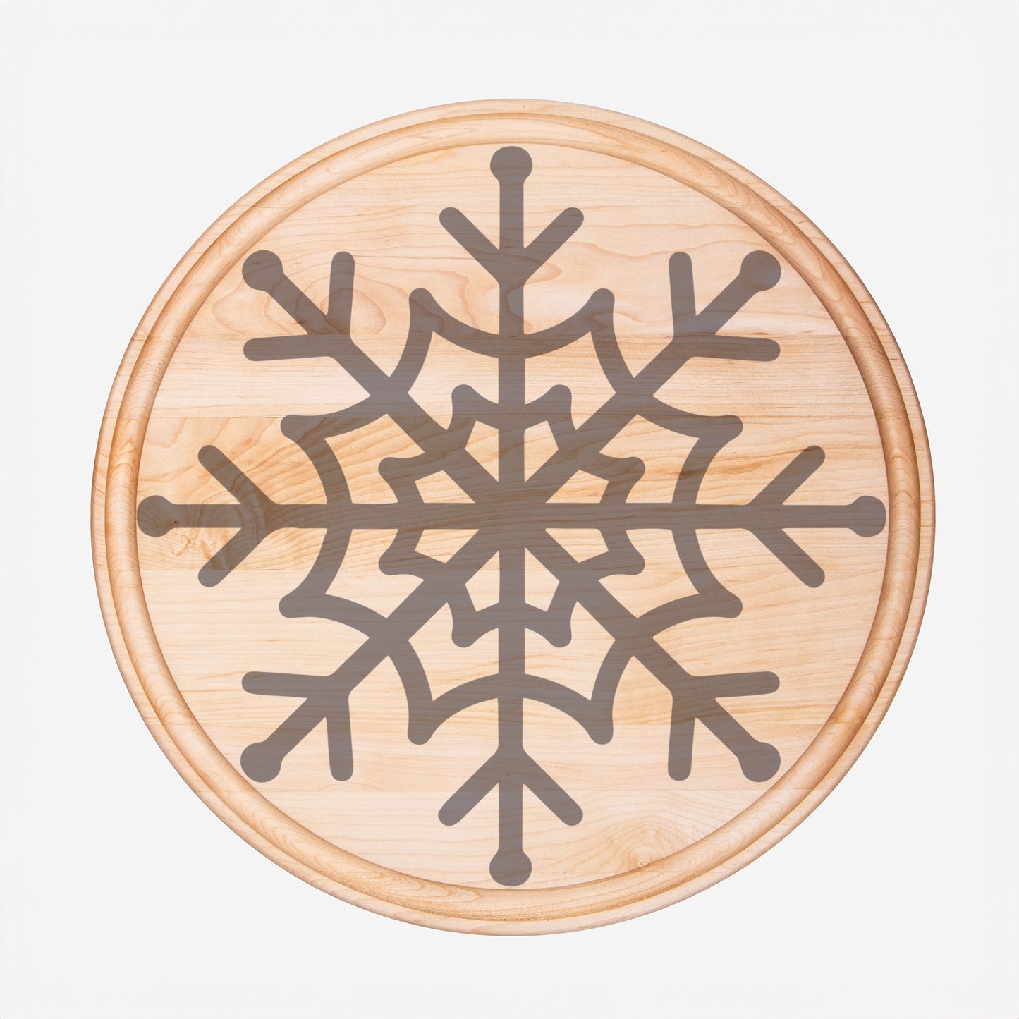 Snowflake Round Charcuterie Board with Groove - 13.5” x 13.5”