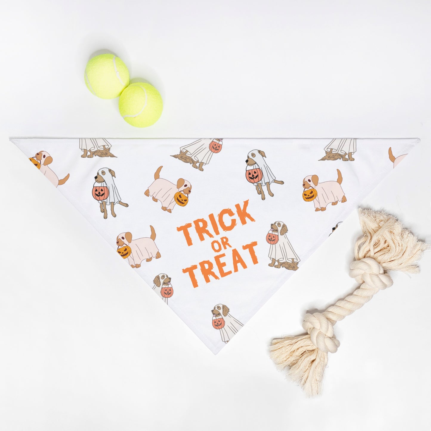 Trick or Treat Pet Bandana Wht