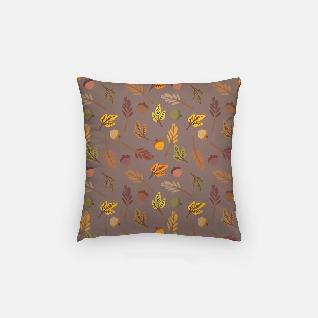 Brown Leaves Artisan Pillow Case 14 Inch