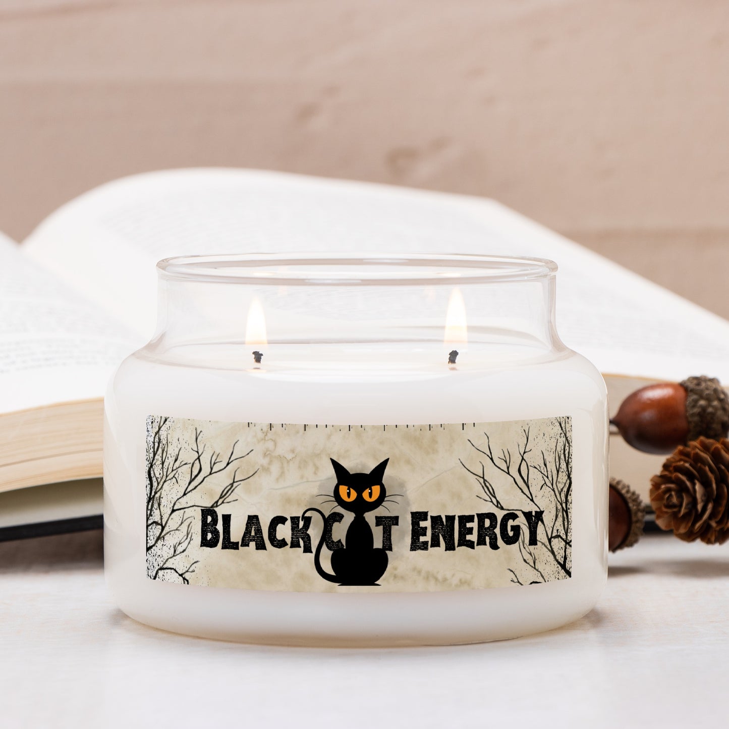 Black Cat Energy Apothecary Jar Double Wick Candle