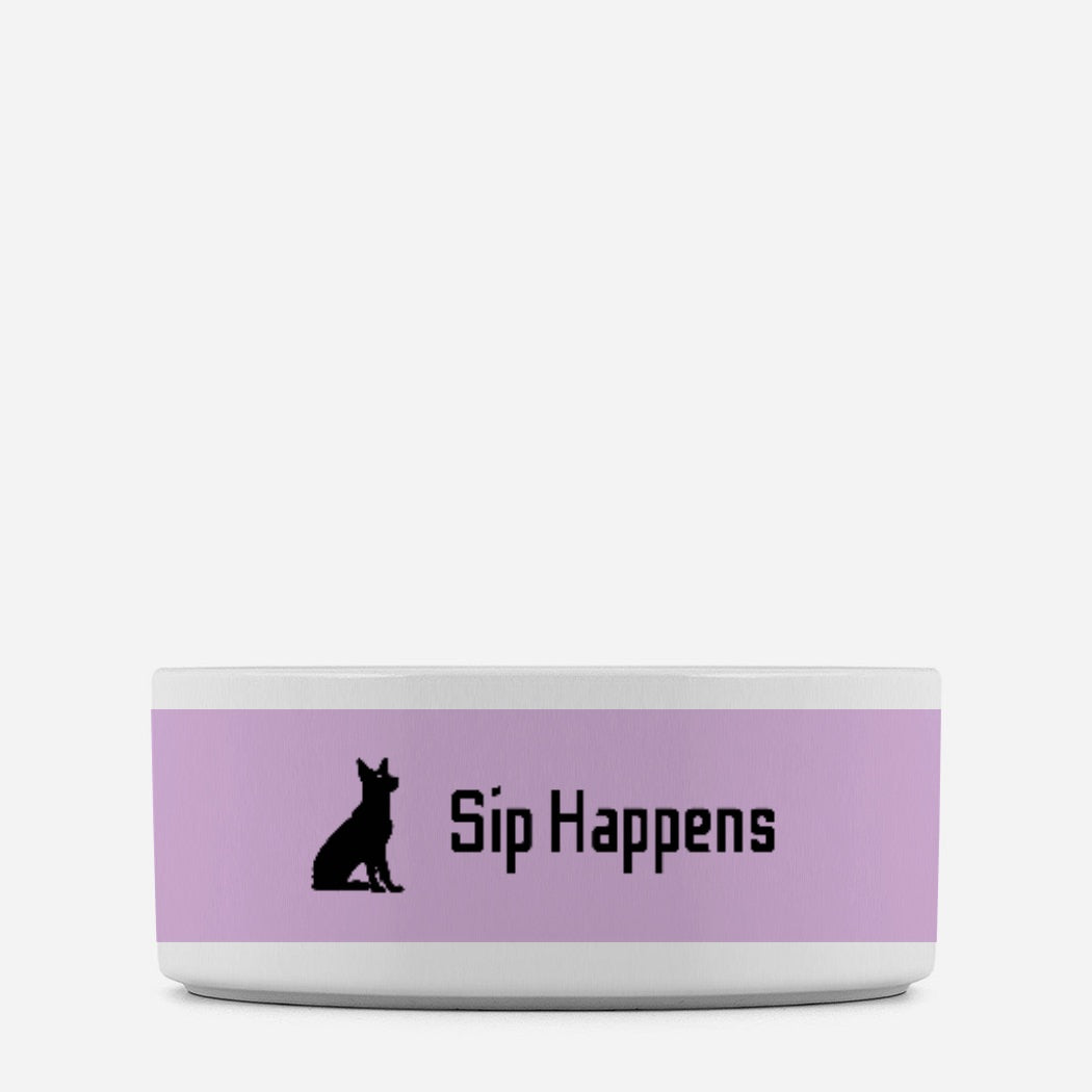 Sip Happens Dog Pet Bowl Purple