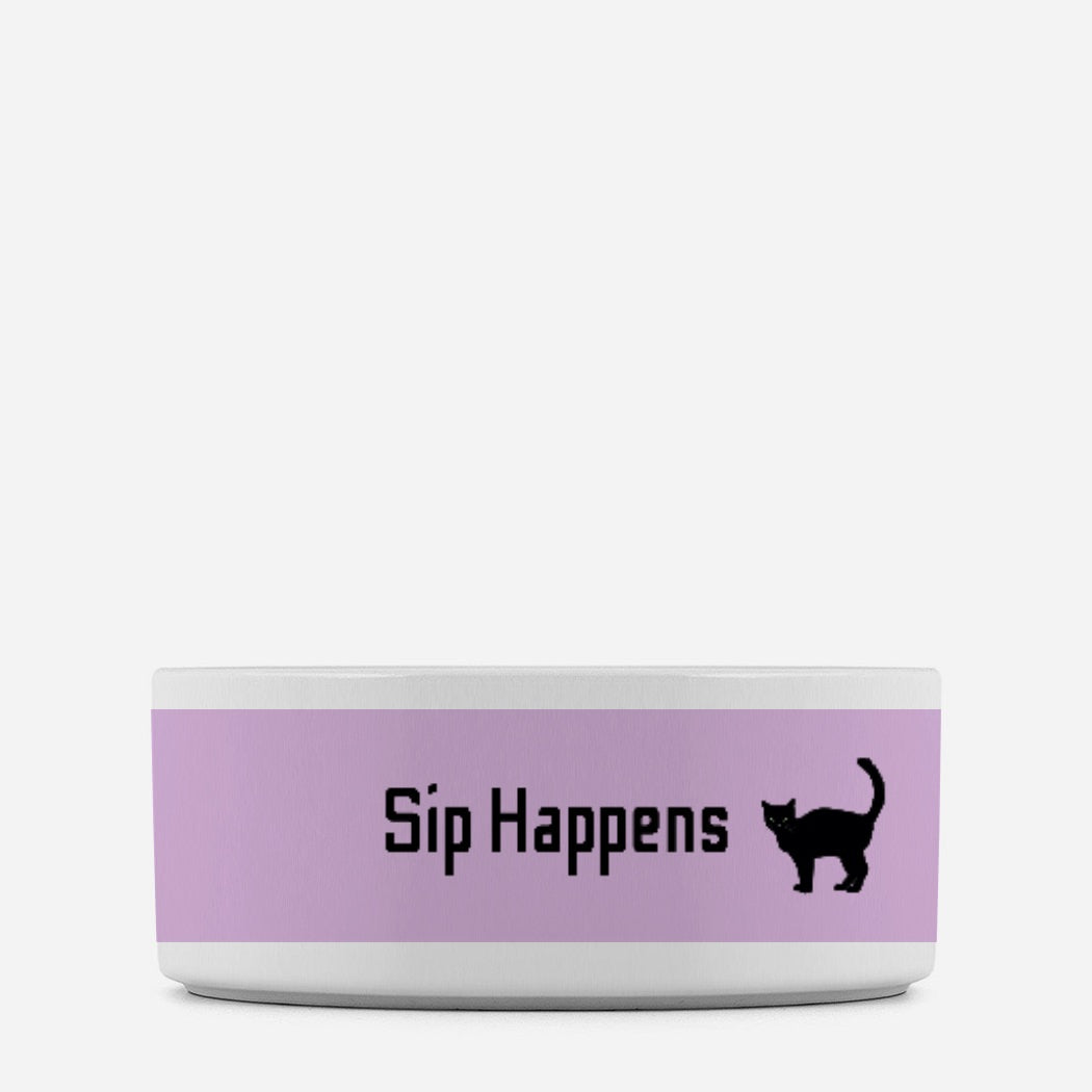 Sip Happens Cat Pet Bowl Purple