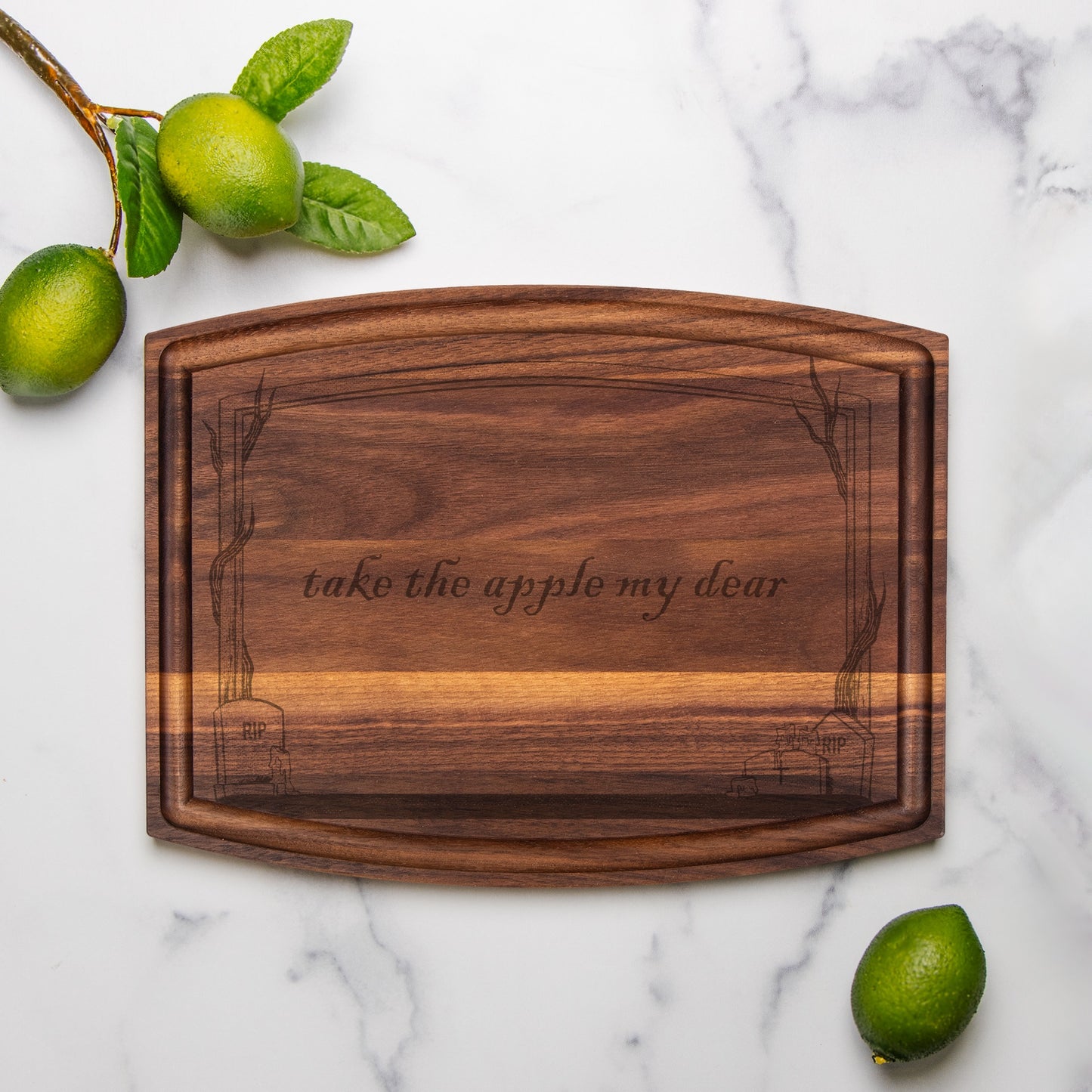 Take The Apple Arched Wood Cutting Board with Groove - 12" x 9"