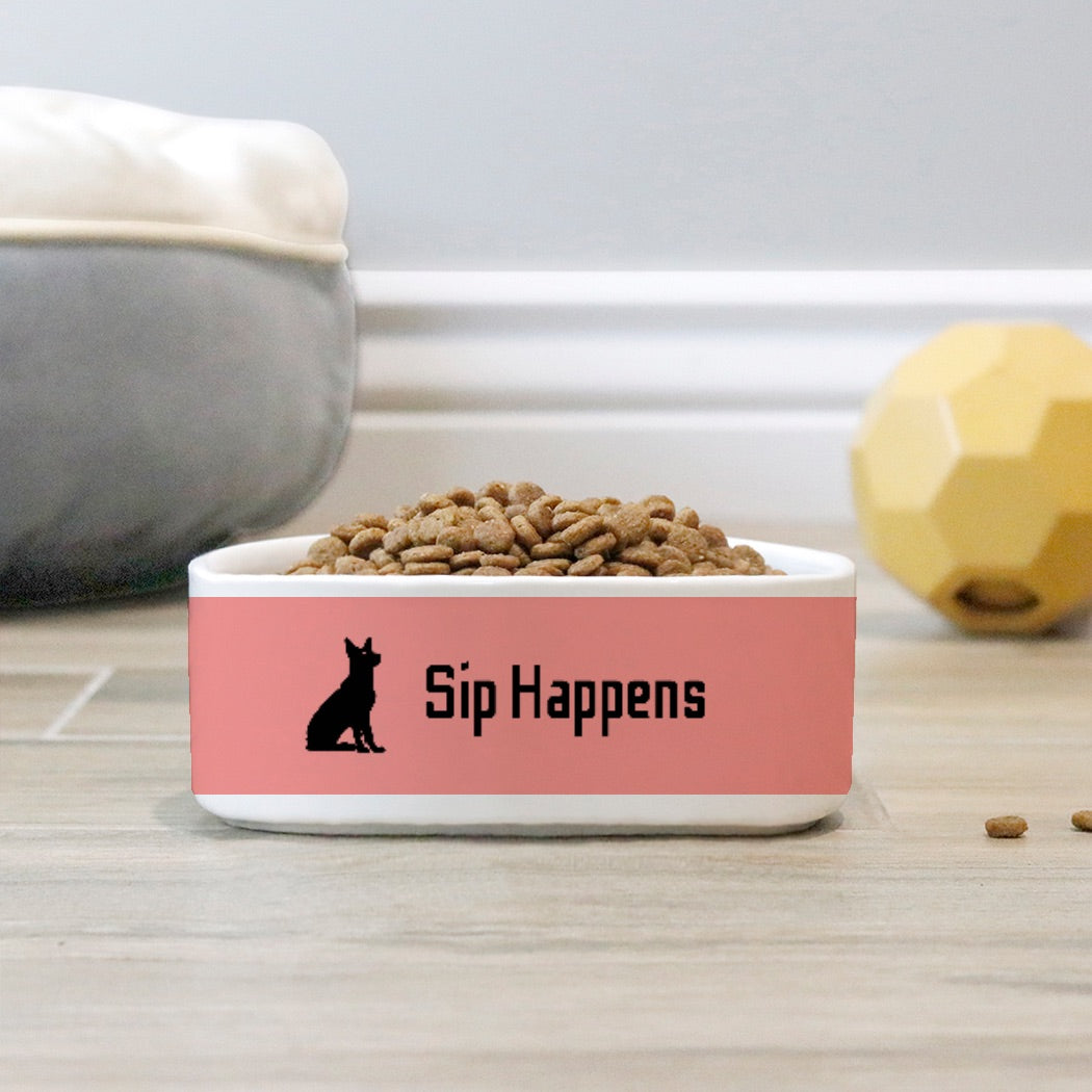 Sip Happens Dog Pet Bowl Pink