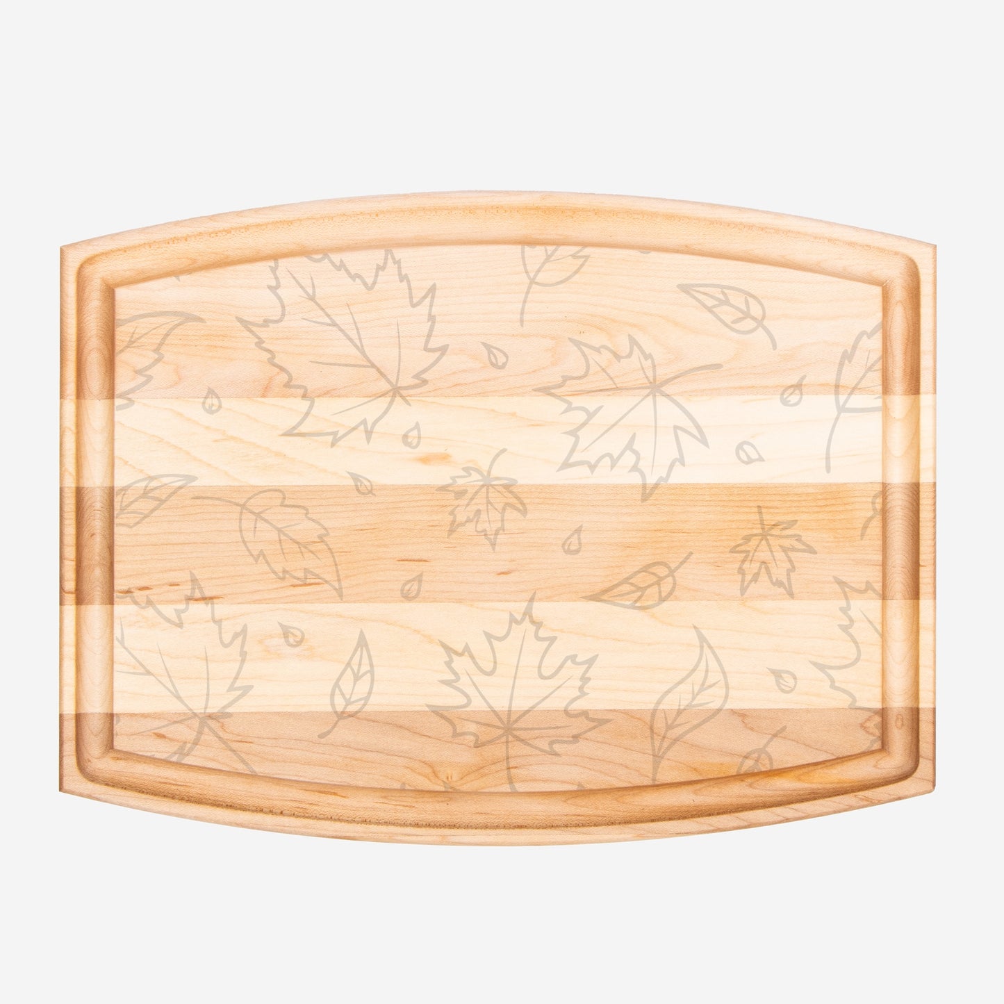 Maple Leaf Arched Wood Cutting Board with Groove - 12" x 9"