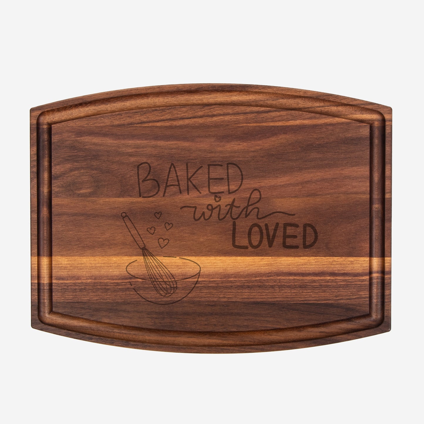 Baked With Love Arched Wood Cutting Board with Groove - 12" x 9"