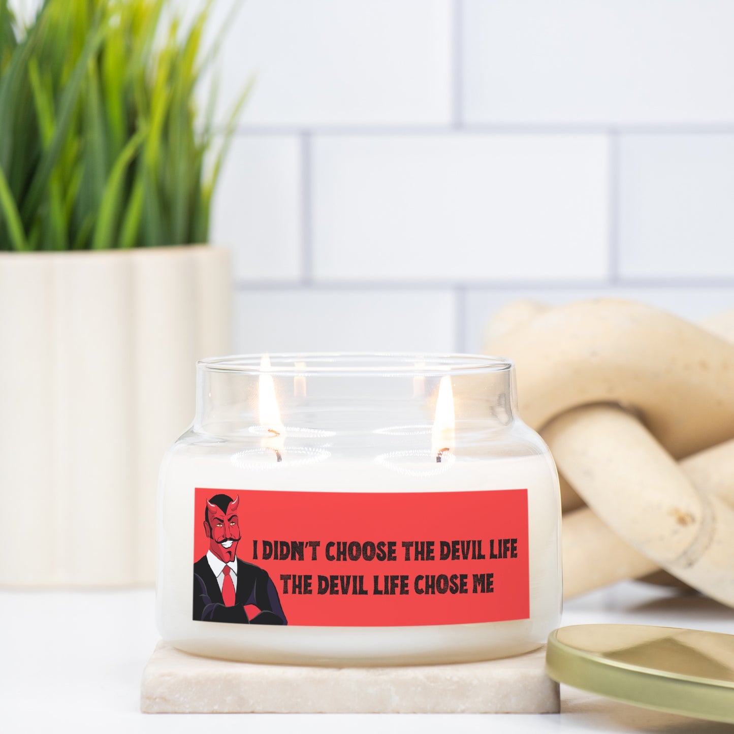 Devil Life Apothecary Jar Double Wick Candle