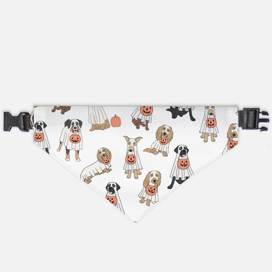 Ghost Dog Collar Pet Bandana Wht (LG & XL)