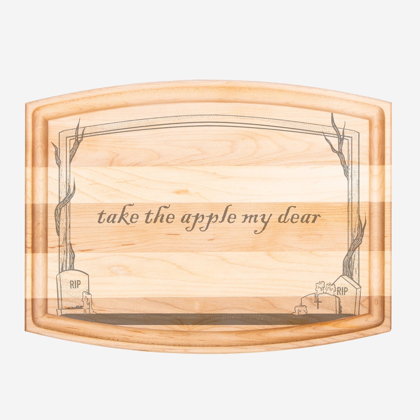 Take The Apple Arched Wood Cutting Board with Groove - 12" x 9"