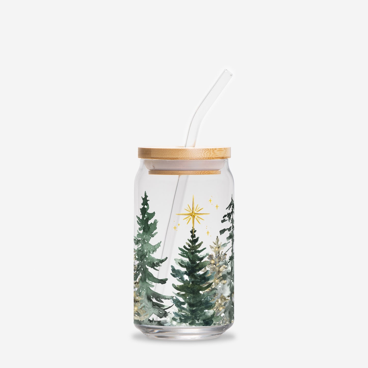 Gold Holidays Glass Can 16oz