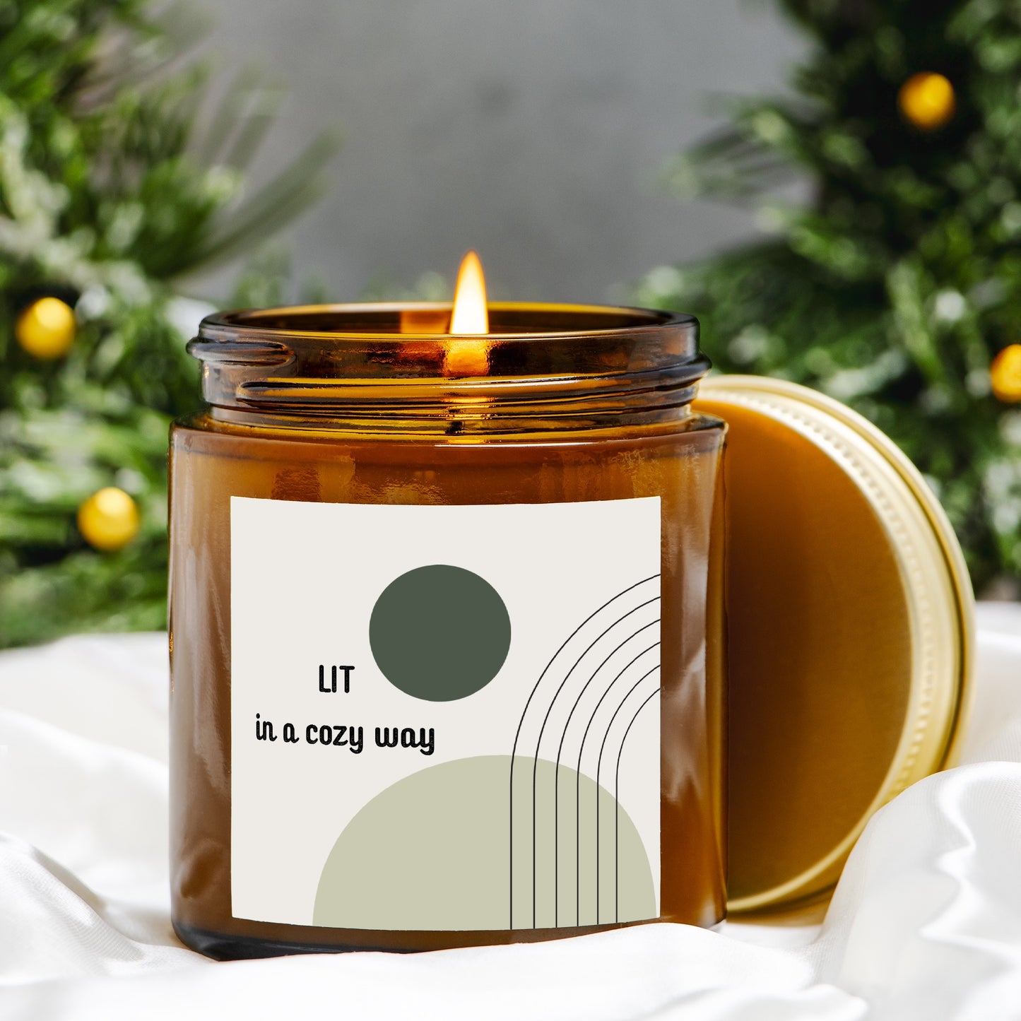 Lit Candle Amber Jar 4oz