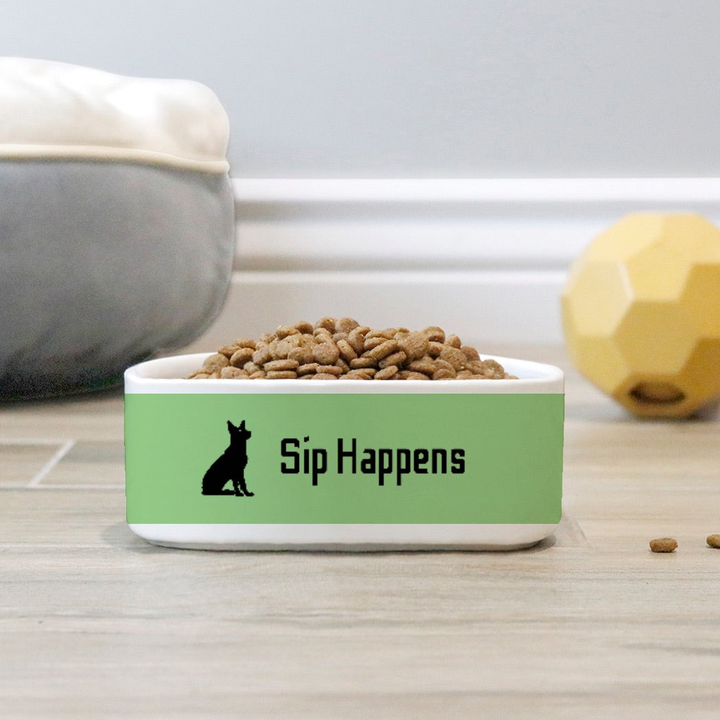 Sip Happens Dog Pet Bowl Green