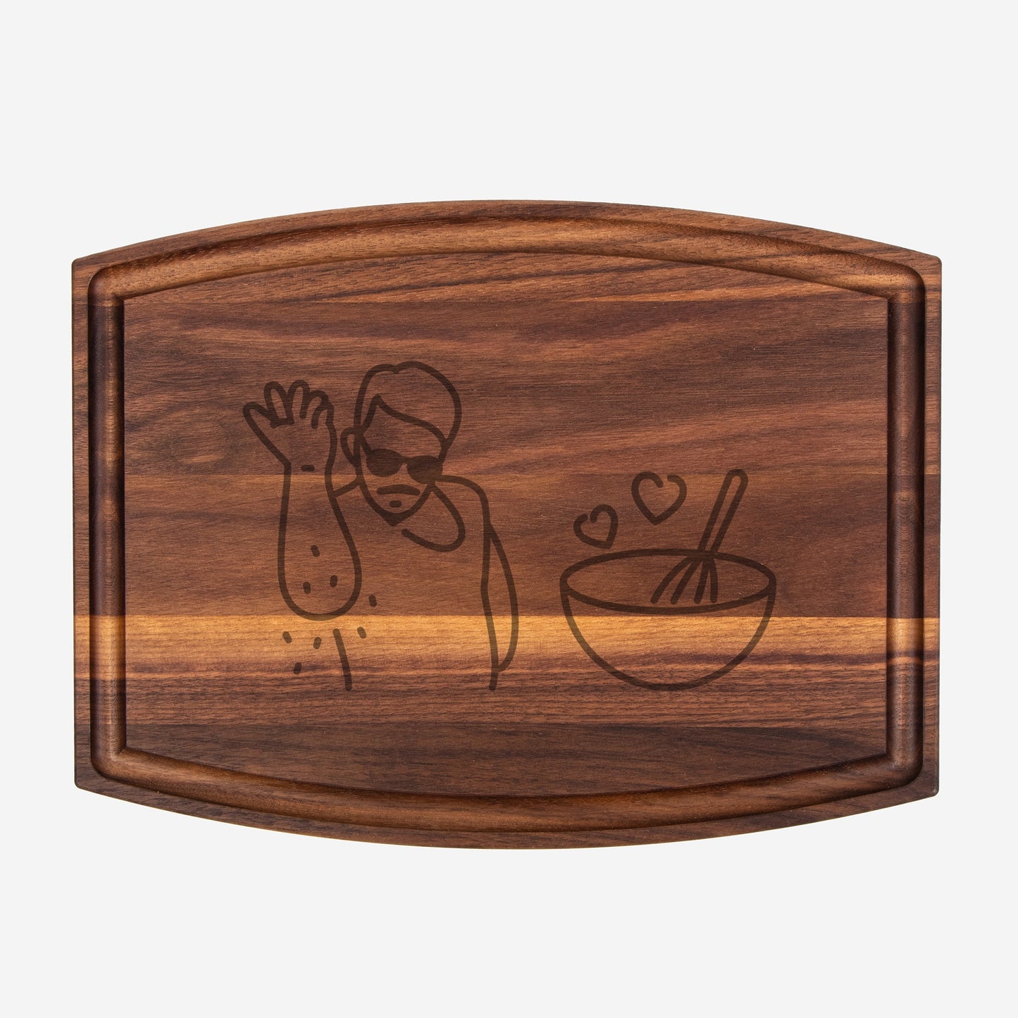 Salt Bae Arched Wood Cutting Board with Groove - 12" x 9"