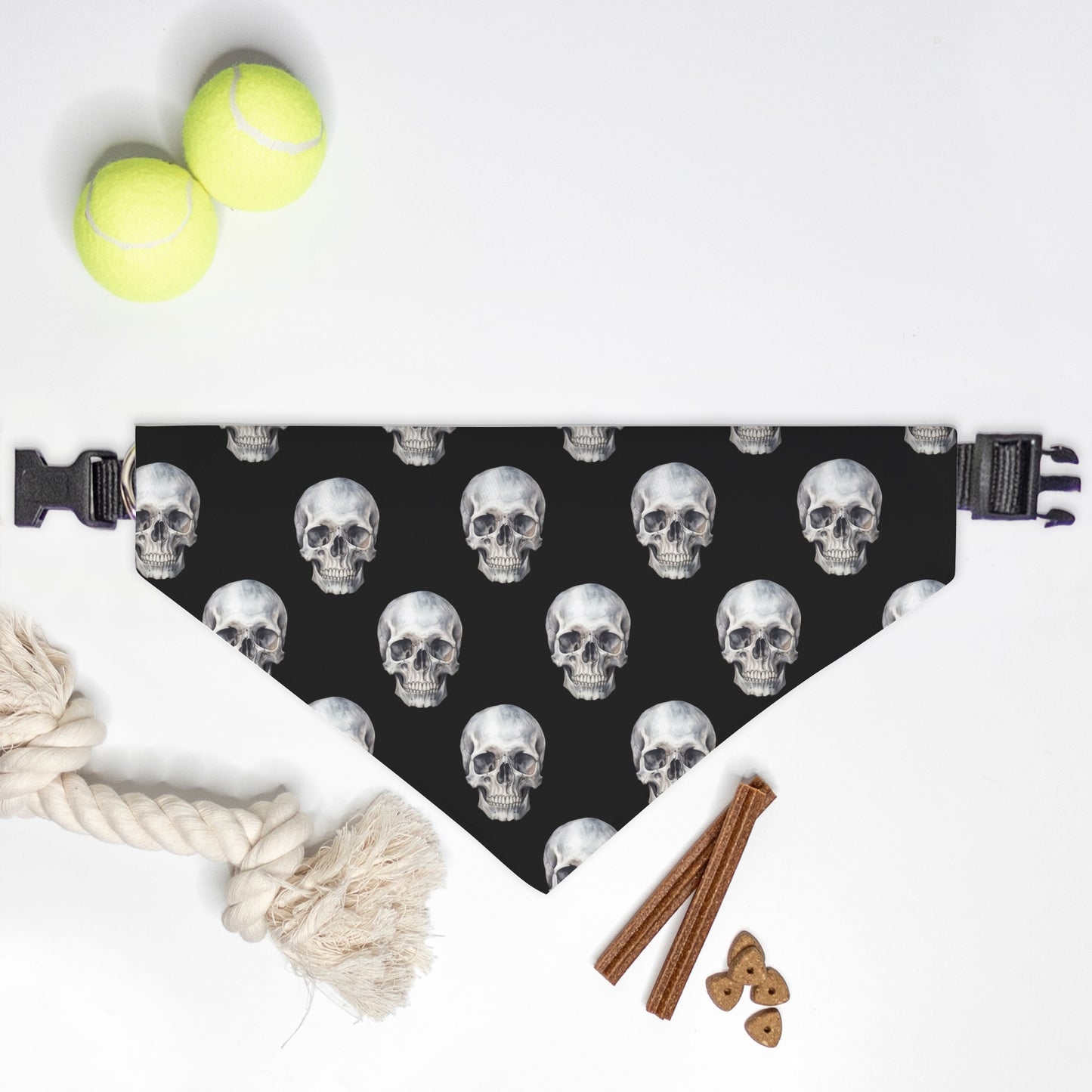 Skull Collar Pet Bandana Blk (LG & XL)