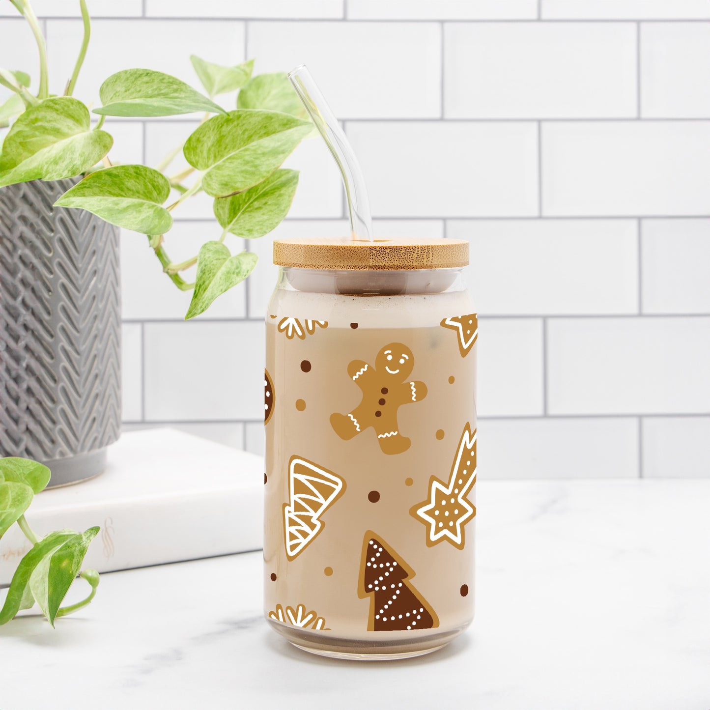 Gingerbread Glass Can 16oz