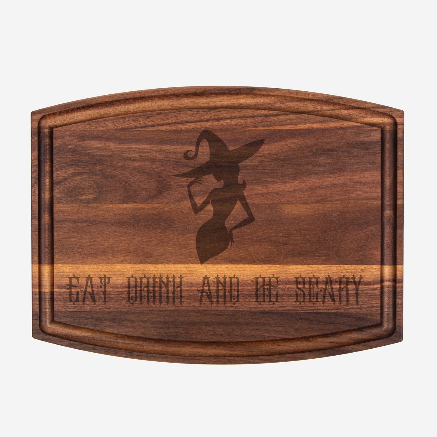 Be Scary Arched Wood Cutting Board with Groove - 12" x 9"